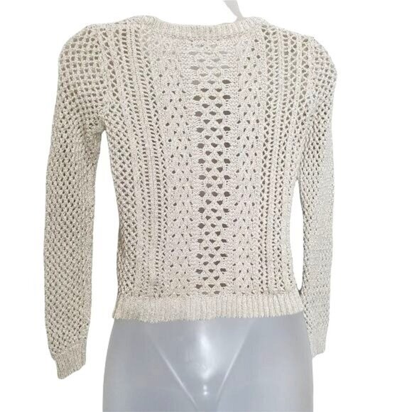 MADEWELL Womens Sweater XXSmall Beige Pullover Knit Crewneck Crop Cotton Ribbed - Picture 3 of 10